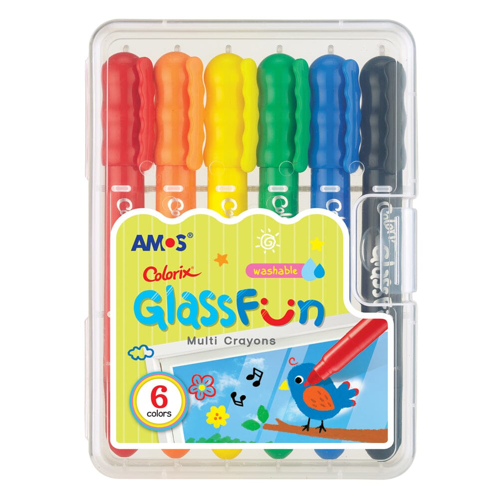 Amos 6pk Colorix Glass Fun Multi Crayons
