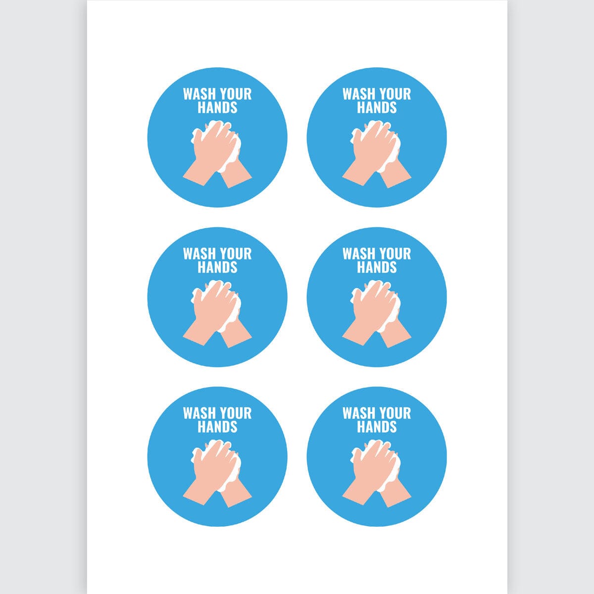 Avery Pre-Printed Self-Adhesive Sign Wash Your Hands Round 6up 5 Sheets