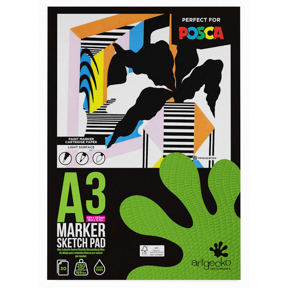 Artgecko Pro Marker Sketchpad A3 30 Sheets 250gsm White Paper