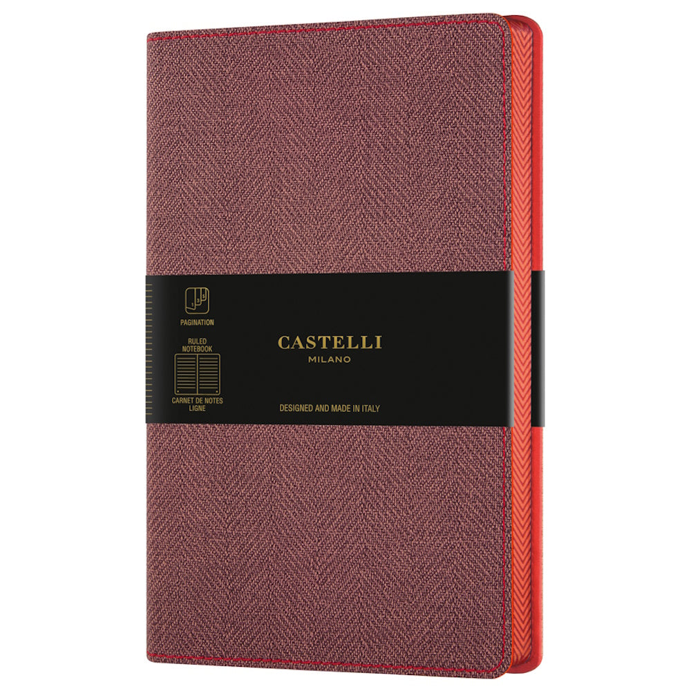 Castelli Notebook Harris Pocket Ruled Maple Red