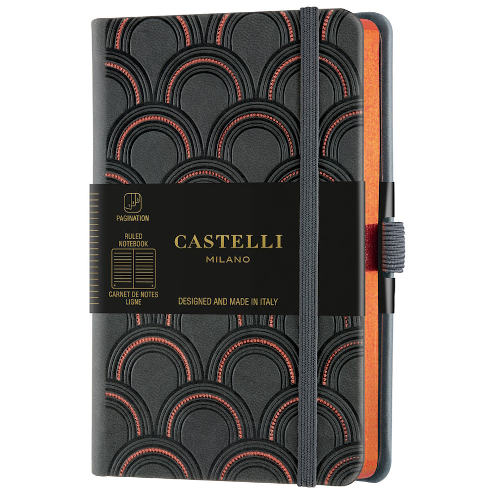 Castelli Notebook Copper and Gold Pocket Ruled Art Deco Copper