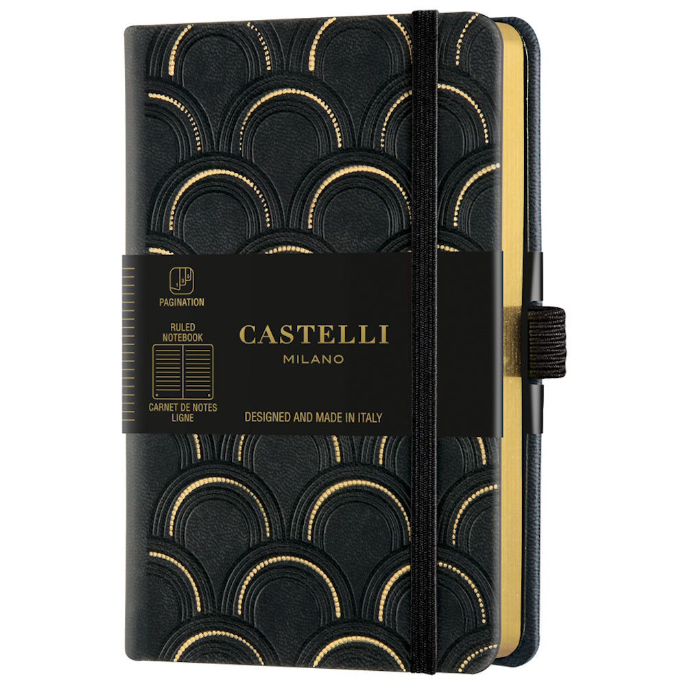 Castelli Notebook Copper and Gold Pocket Ruled Deco Gold