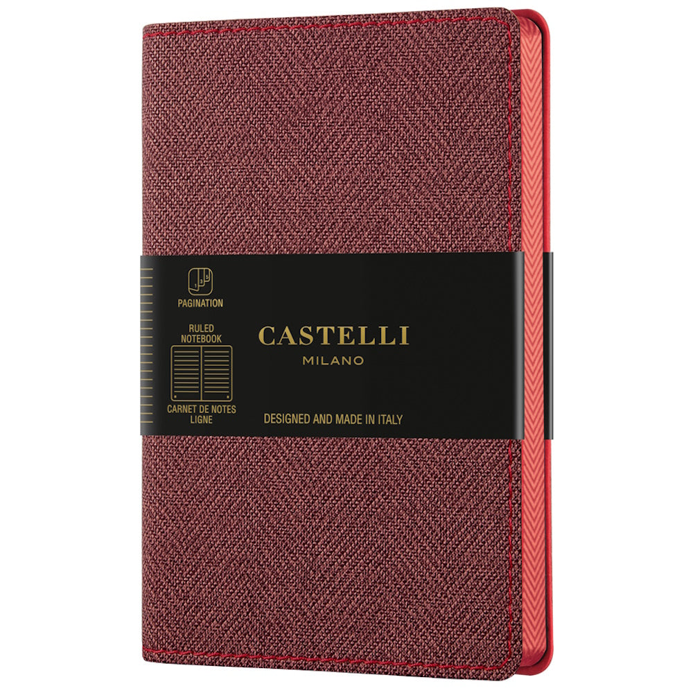 Castelli Notebook Harris A5 Ruled Maple Red