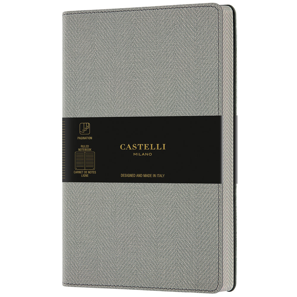Castelli Notebook A5 Ruled Harris Oyster Grey