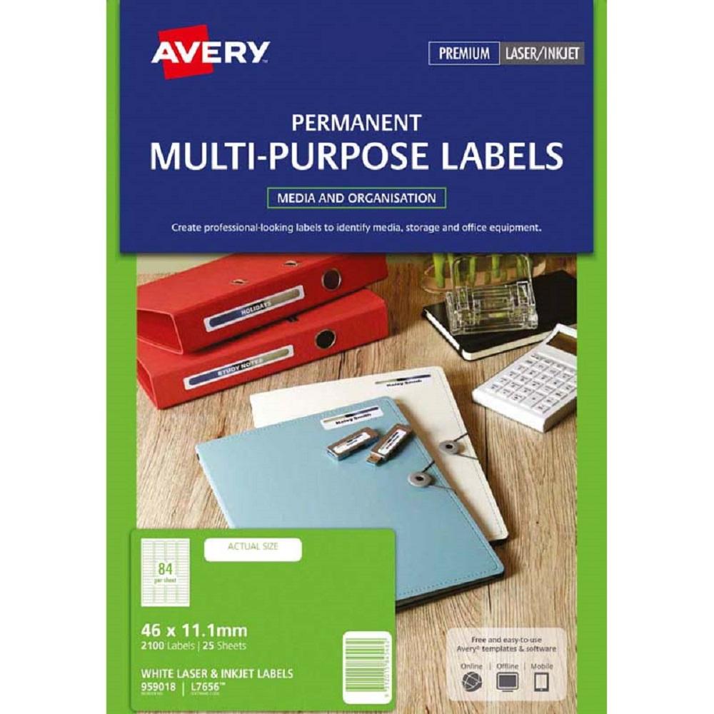 Avery Multi-Purpose Labels L7656 25 Sheets